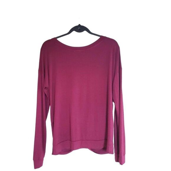 Olive & Oak Womens Top Red M V-Neck Front Knot Shirt Long Sleeve New - Picture 4 of 9